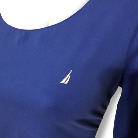 Nautica 3/4 Sleeve Tunic - Medium - Blue/White - Picture 2 of 5